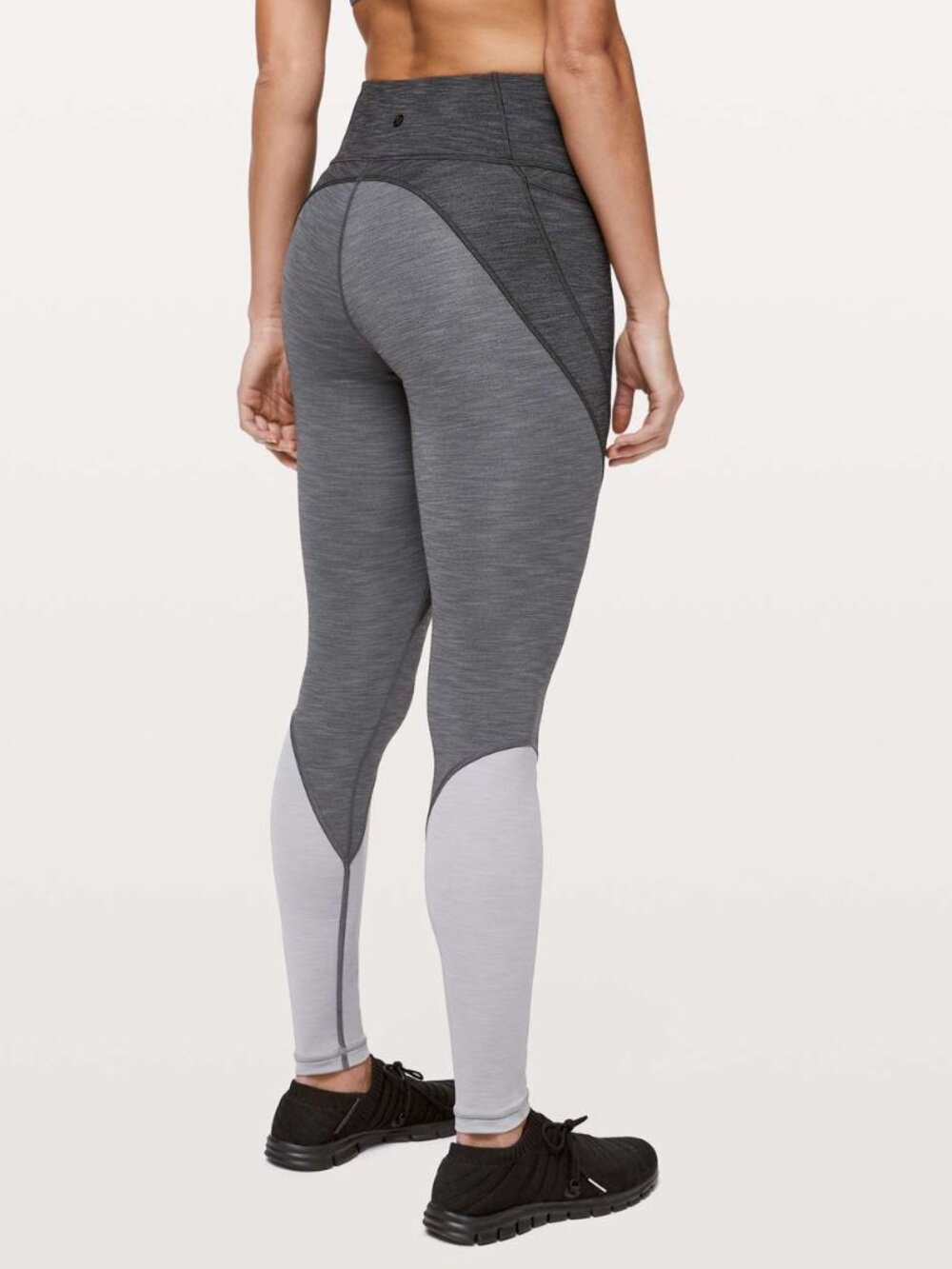 **Lululemon Colorblock Full Length Leggings Gray Cream Size 8**